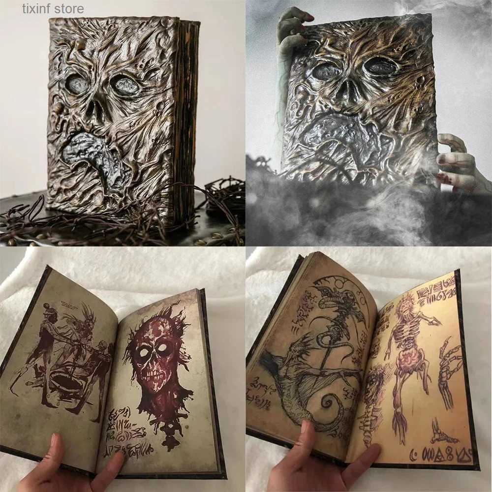Decorative Objects Figurines New Necronomicon ResinDark Magic Book Demon Evil Dead Summon Book Horror Movie Prop Collection Halloween Home Room Deskto