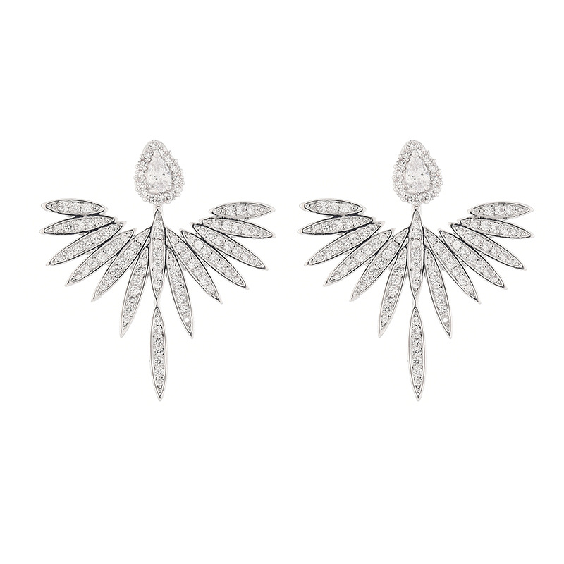 Handmade Chocuong Brand Stud Earrings Luxury Jewelry 925 Sterling Silver Pave White Sapphire CZ Diamond Gemstones Party Angle Wings Women Girls Earrin