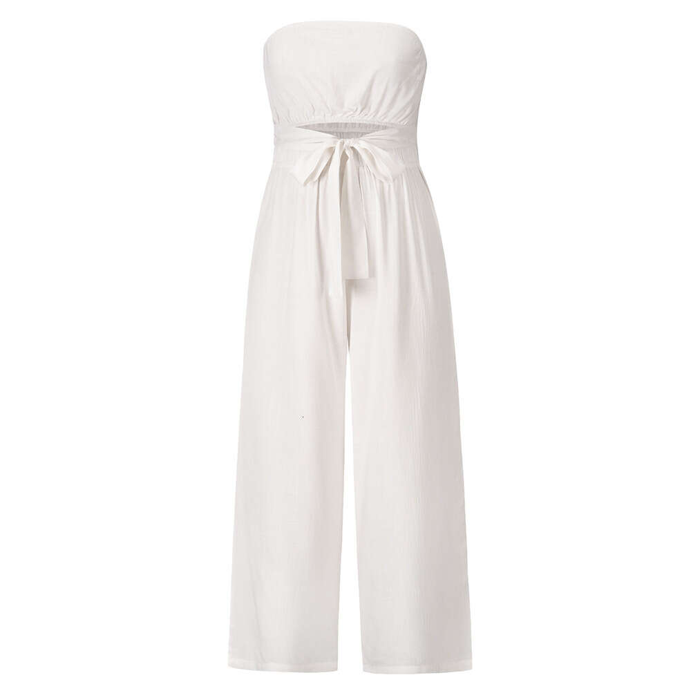 2024 Spring/summer New Leisure Fashion Sexy Backless Slim Fit Jumpsuit Straight Leg Pants Set