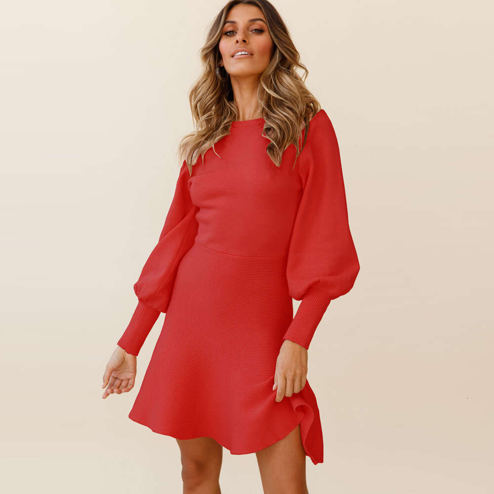 Knitted Large Women's Autumn and Winter New Style Skirt Slim Fit Show Thin Temperament Underlay Woolen Dress