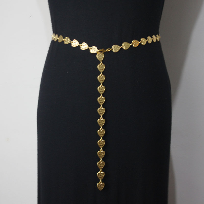 Waist pants classic waist chain small love pattern belt women hip hop style fashion thin waist belt 2024 trend