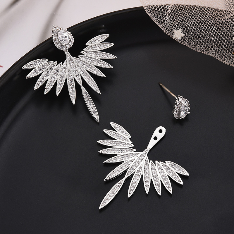 Handmade Chocuong Brand Stud Earrings Luxury Jewelry 925 Sterling Silver Pave White Sapphire CZ Diamond Gemstones Party Angle Wings Women Girls Earrin