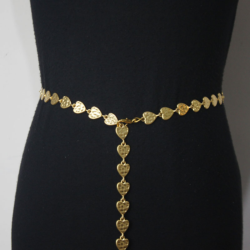 Waist pants classic waist chain small love pattern belt women hip hop style fashion thin waist belt 2024 trend
