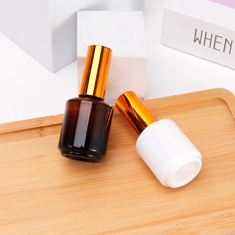 15ml Empty Nail Polish Bottles Black Clear Glass Travel UV Nail Gel Refillable Bottles with Brush Cosmetic Containers