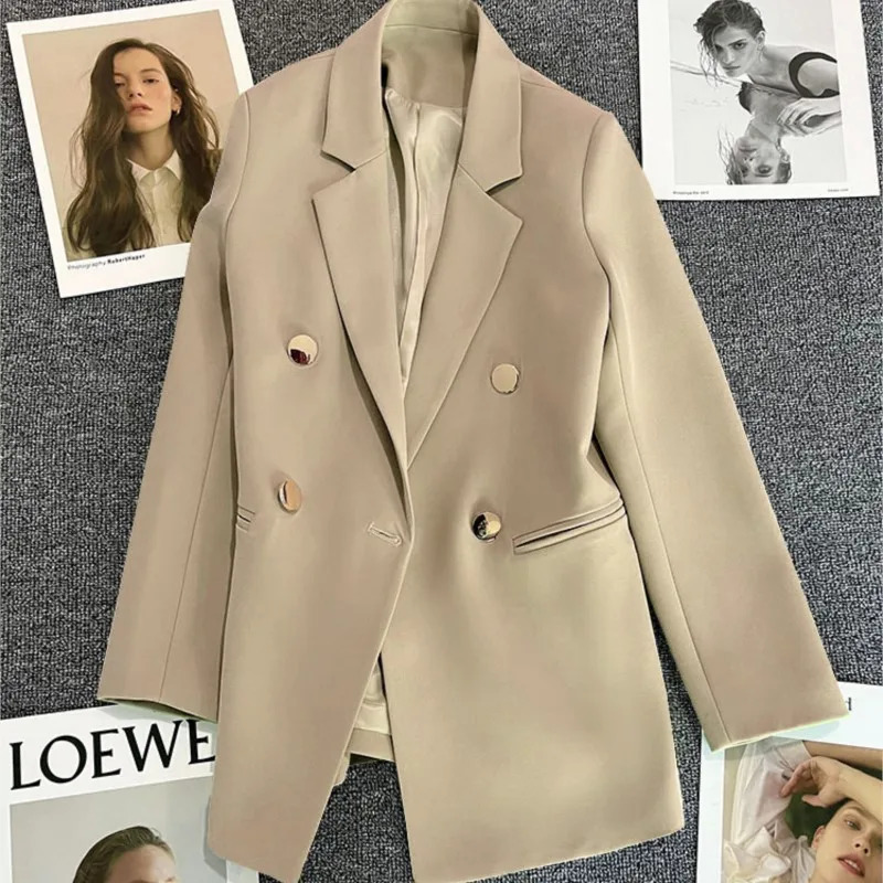 Casual Long Sleeve Suit Blazer Office Lady Spring Autumn Fashion Elegant Solid Outerwear Jacket For Women Female Coat 240229
