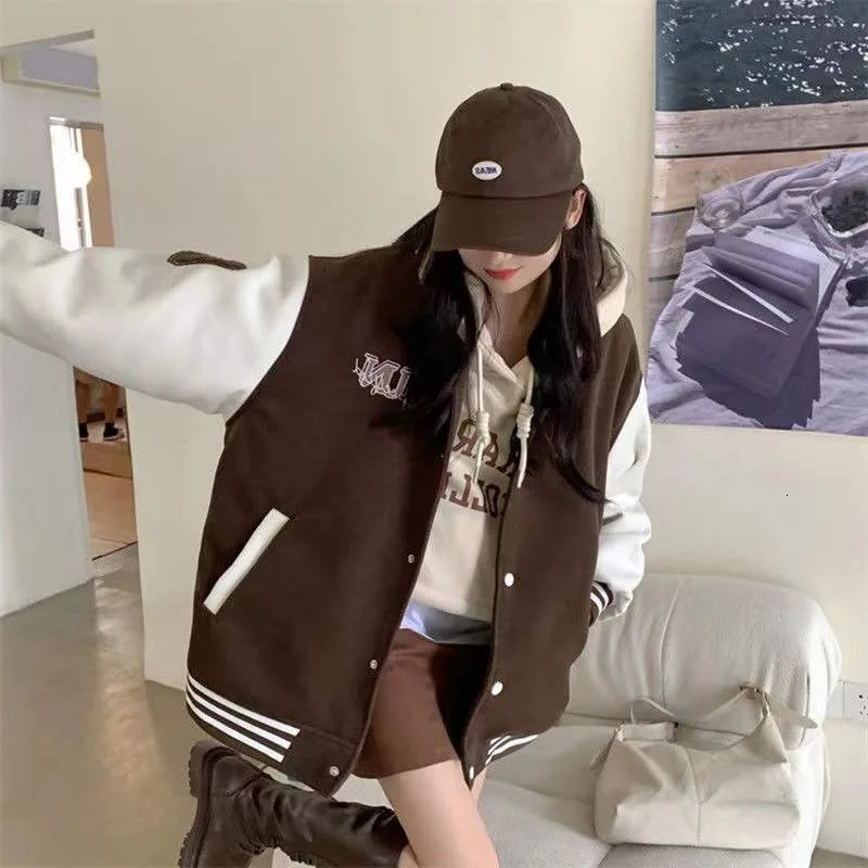 Deeptown Vintage Baseball Jacket Women Y2k Streetwar Fashion Korean Oversized Red Varsity Bomber Jackets Autumn Winter College 240229