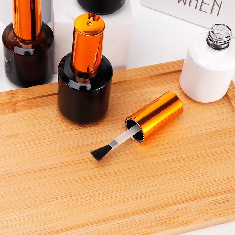 15ml Empty Nail Polish Bottles Black Clear Glass Travel UV Nail Gel Refillable Bottles with Brush Cosmetic Containers
