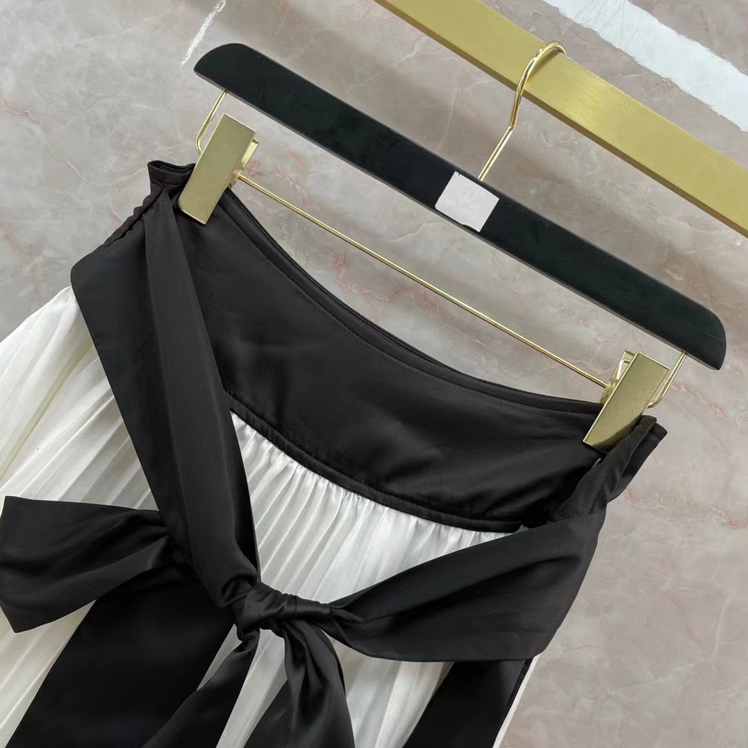 2024 Summer White Long Fitted Sashes Women's Skirts Milan Runway Sex Long Skirts Girls 3148