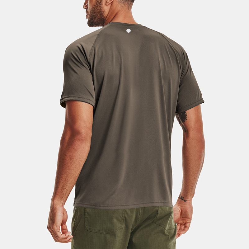 LM Outdoor Mens Sports T Shirt Solid Color Short Sleeve Breathable Sweat Top Summer Bodybuilding Shirts Elastic Slimming