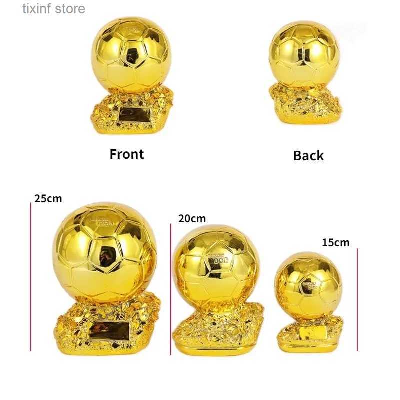 Decorative Objects Figurines New Golden Ballon Football Excellent Player Award Competition Honor Reward Spherical Trophy Customizable Best Gift Home D