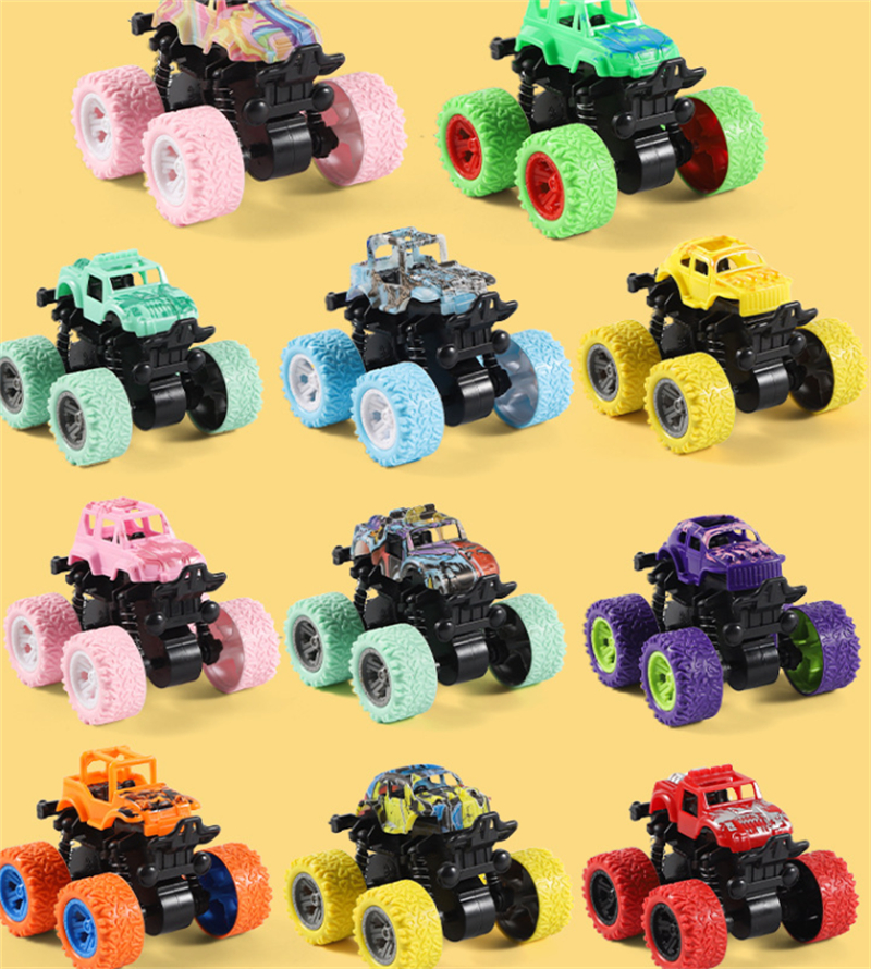 Mini Plastic Inertial Four-wheel Drive off-roadstunt Roll Toy Car for Children car