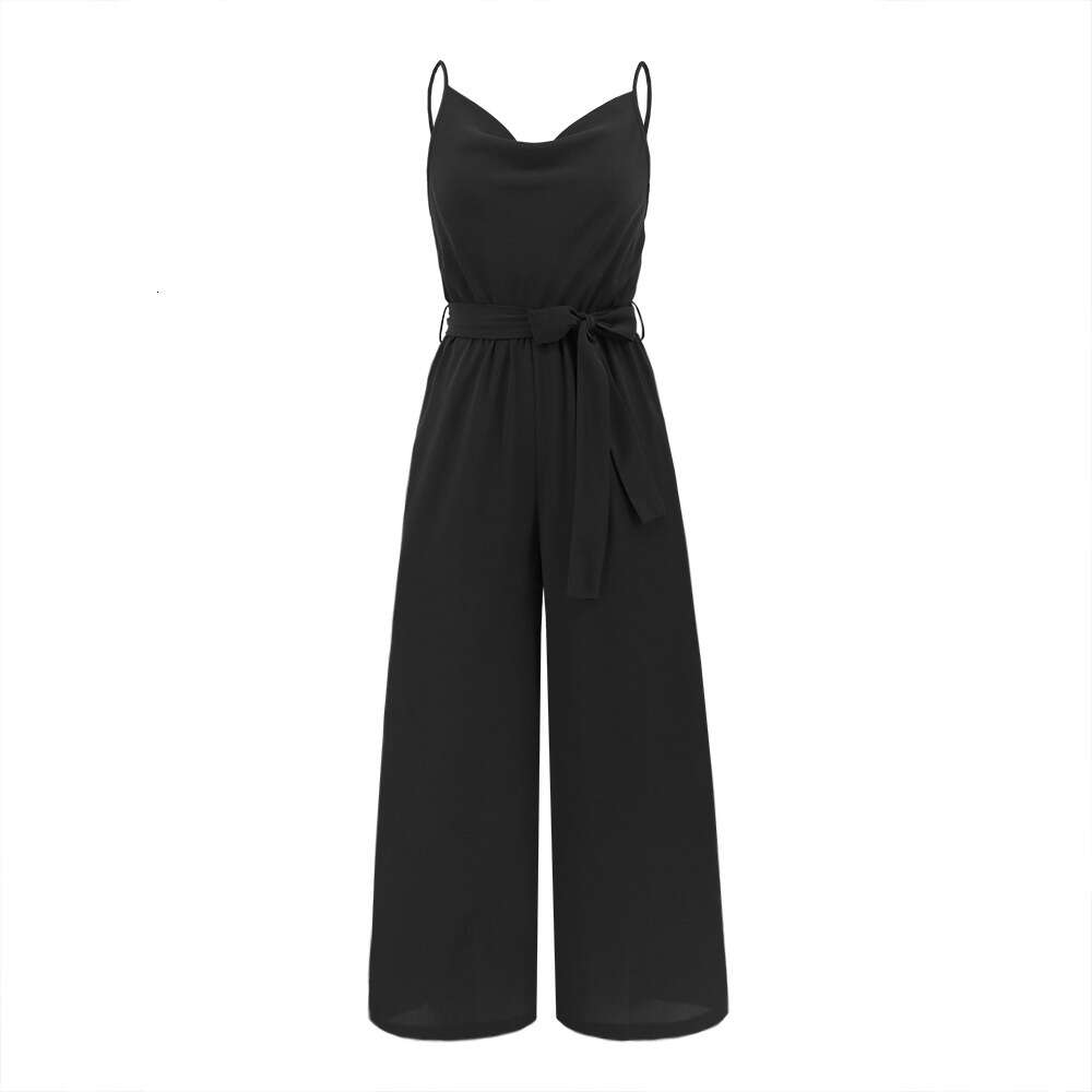 Women's 2024 Summer New Sexy Sleeveless Strap Open Back Straight Tube One Piece Long Pants