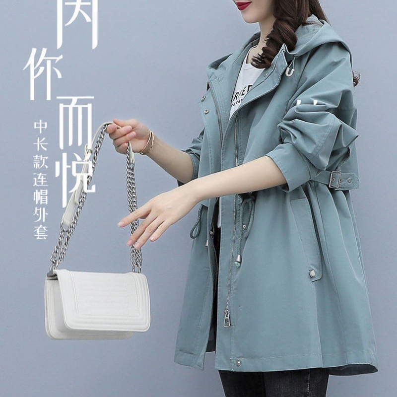 JAZZEVAR Autumn New Casual Women's Cotton X-Long Hooded Trench Coat Loose Clothing Oversized outerwear Good Quality 201211
