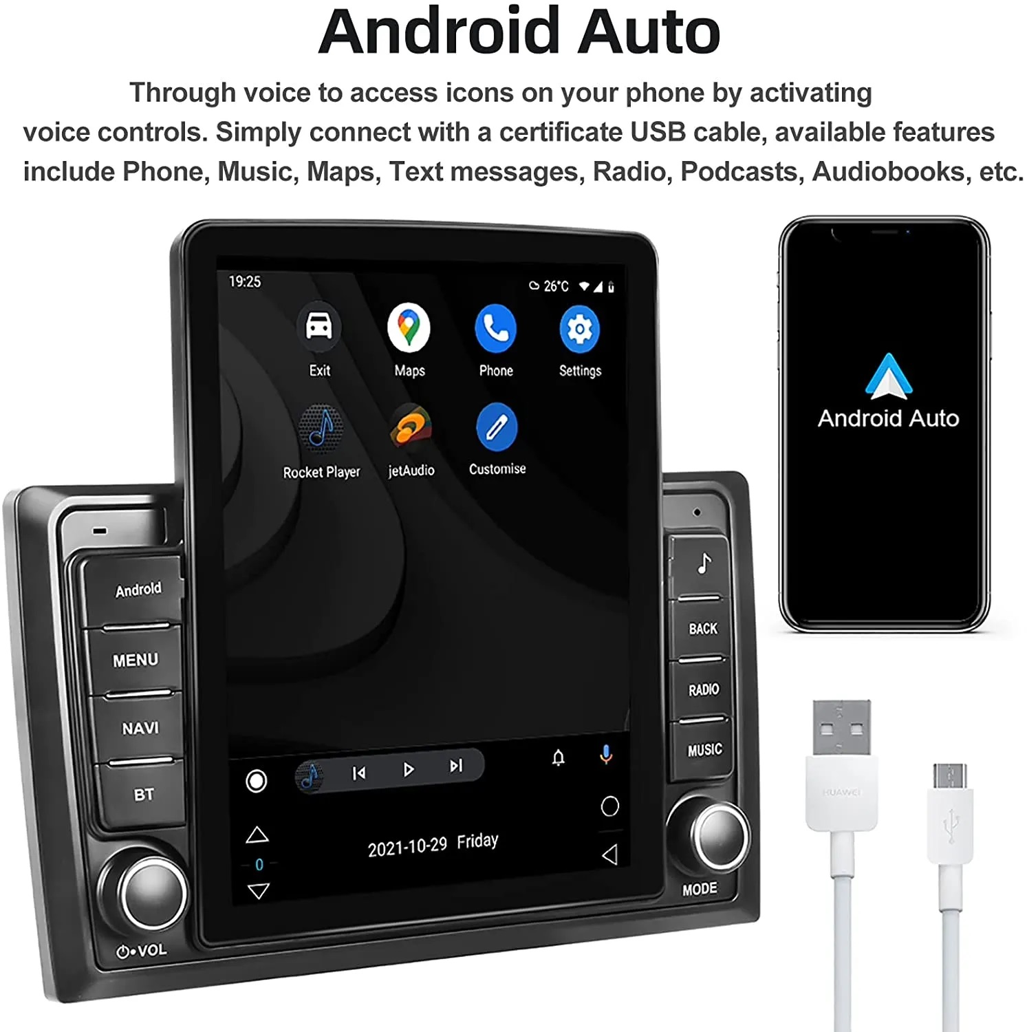 Universal 10'' Touch Screen Carplay Android Auto Monitor Car Stereo Video Player 32G Double Din GPS Navigation Bluetooth Vehicle Radio With 