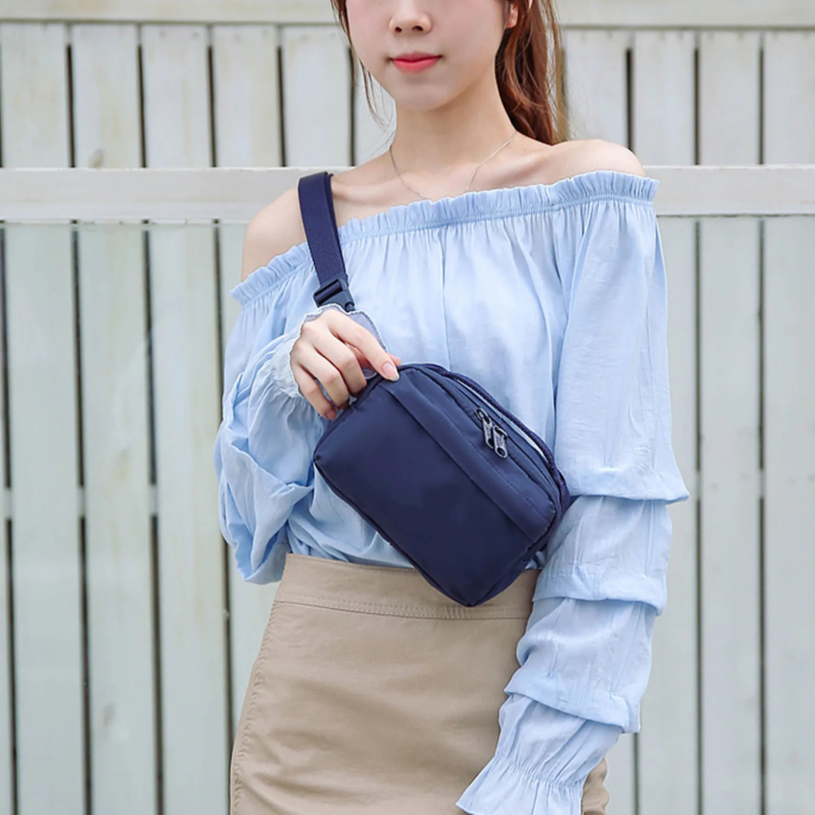 Splash Proof Sling Bag For Sports Horizontal Cross Body Shoulder Bag Fanny Pack Printed Zipper Closure Unisex Waist Bag 240306