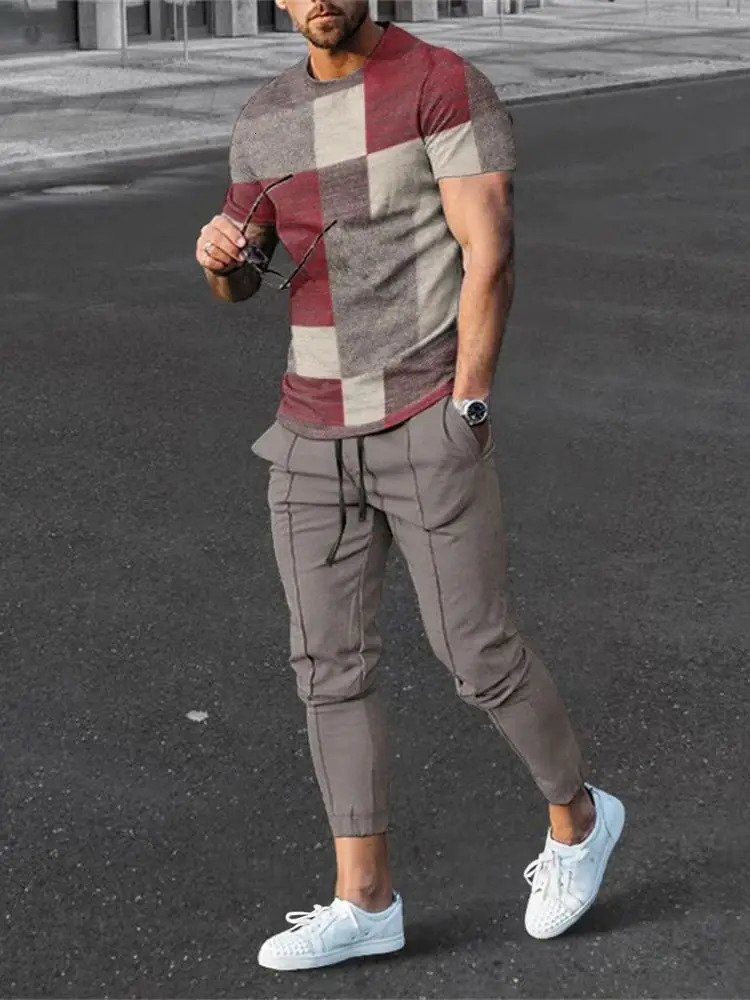 Oversized Mens Clothing Sets Summer T Shirts Pants 2 Piece Suits Fashion Beach Short Tracksuit Casual Outdoor Outfits 240228