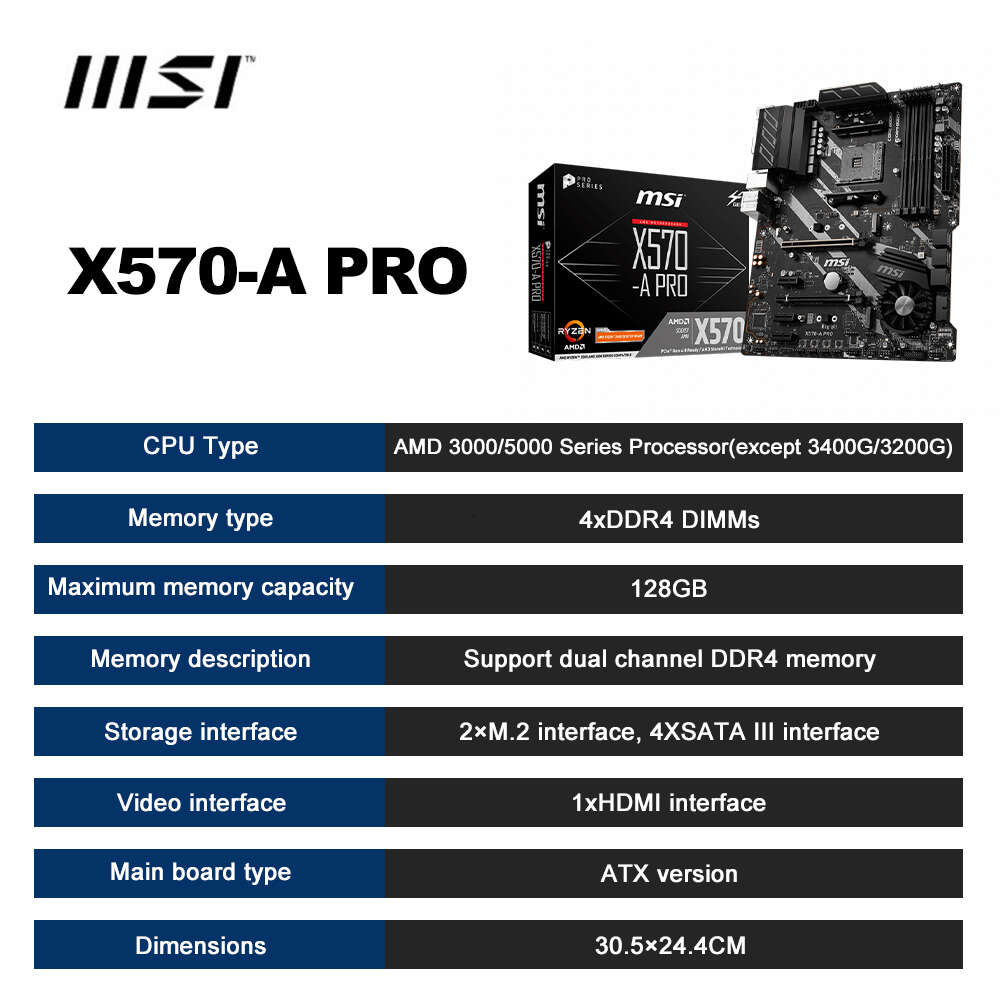 NEW AMD Ryzen 7 5700X R7 5700X Cpu + MSI X570-A PRO AMD X570 AMD X570 128GB DDR4 Motherboard PCI-E 4.0 M.2 SATA3 ATX placa me