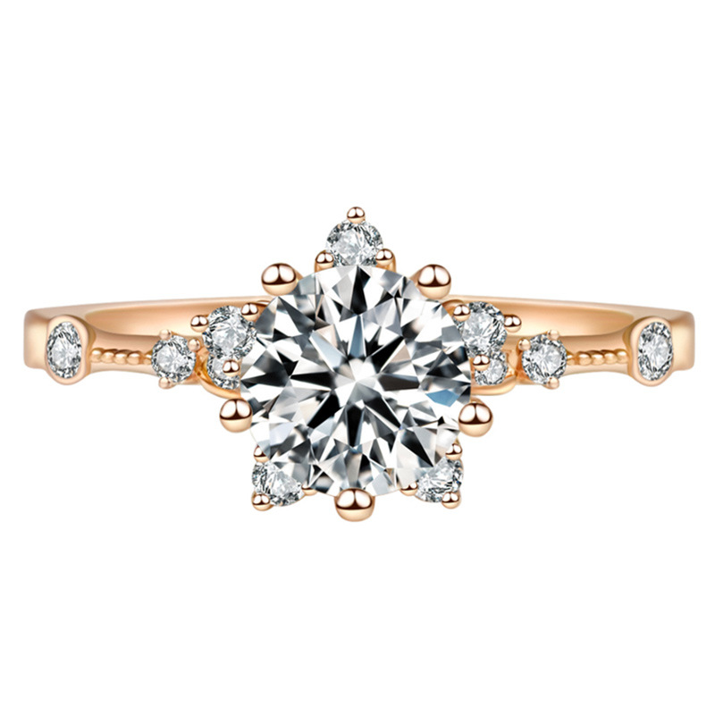 Wedding Rings: Sterg Sier Gold Fill Round Cut White 5A Cubic Zircon Rose wer Ring