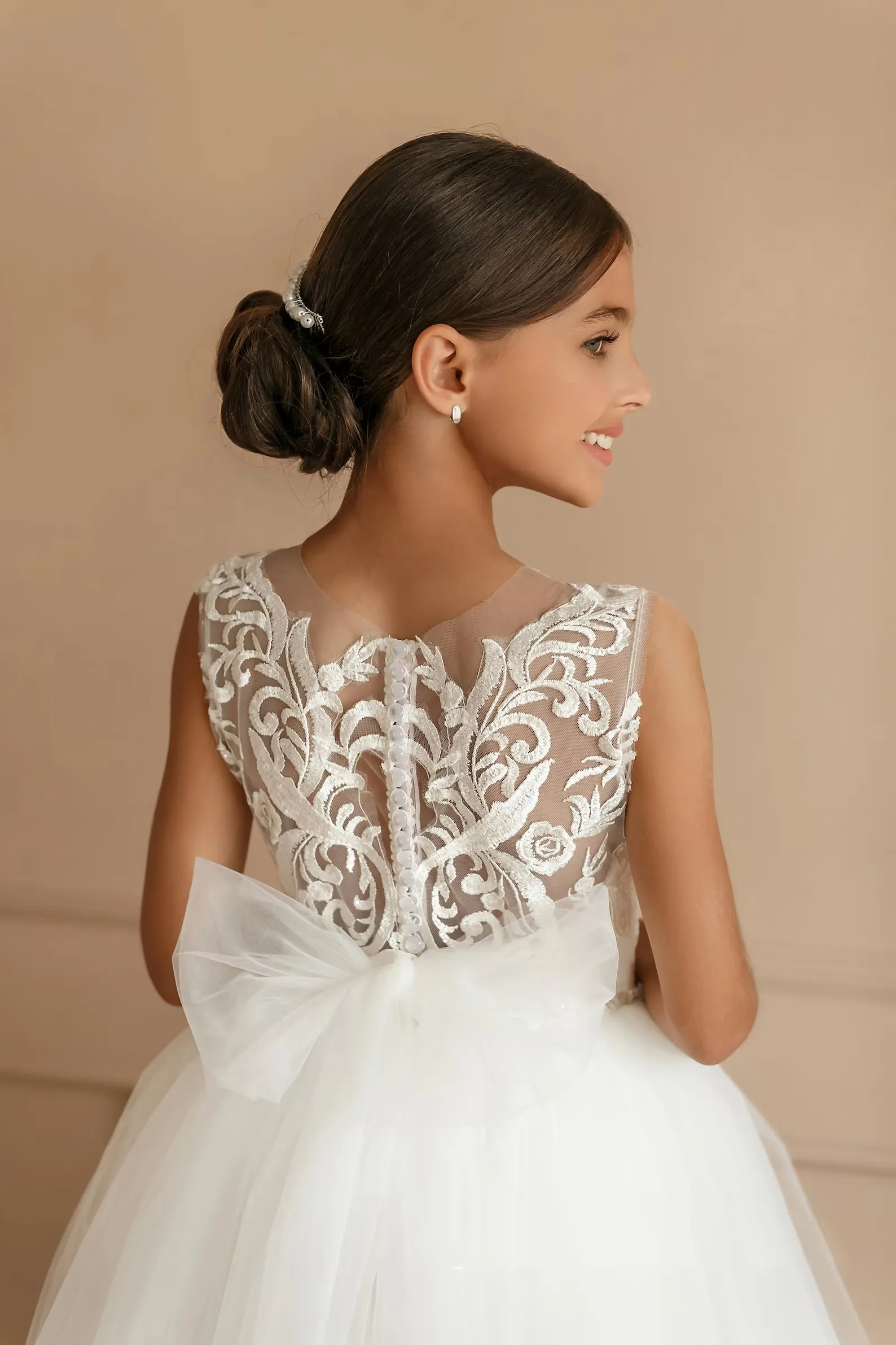 Boho Wer Girl Dress Tutu Ivory Tulle Lace Ballgown First Communion Gown Little Kid Infant Toddler Christening Baptism Junior Bridesmaid Wedding Guest 