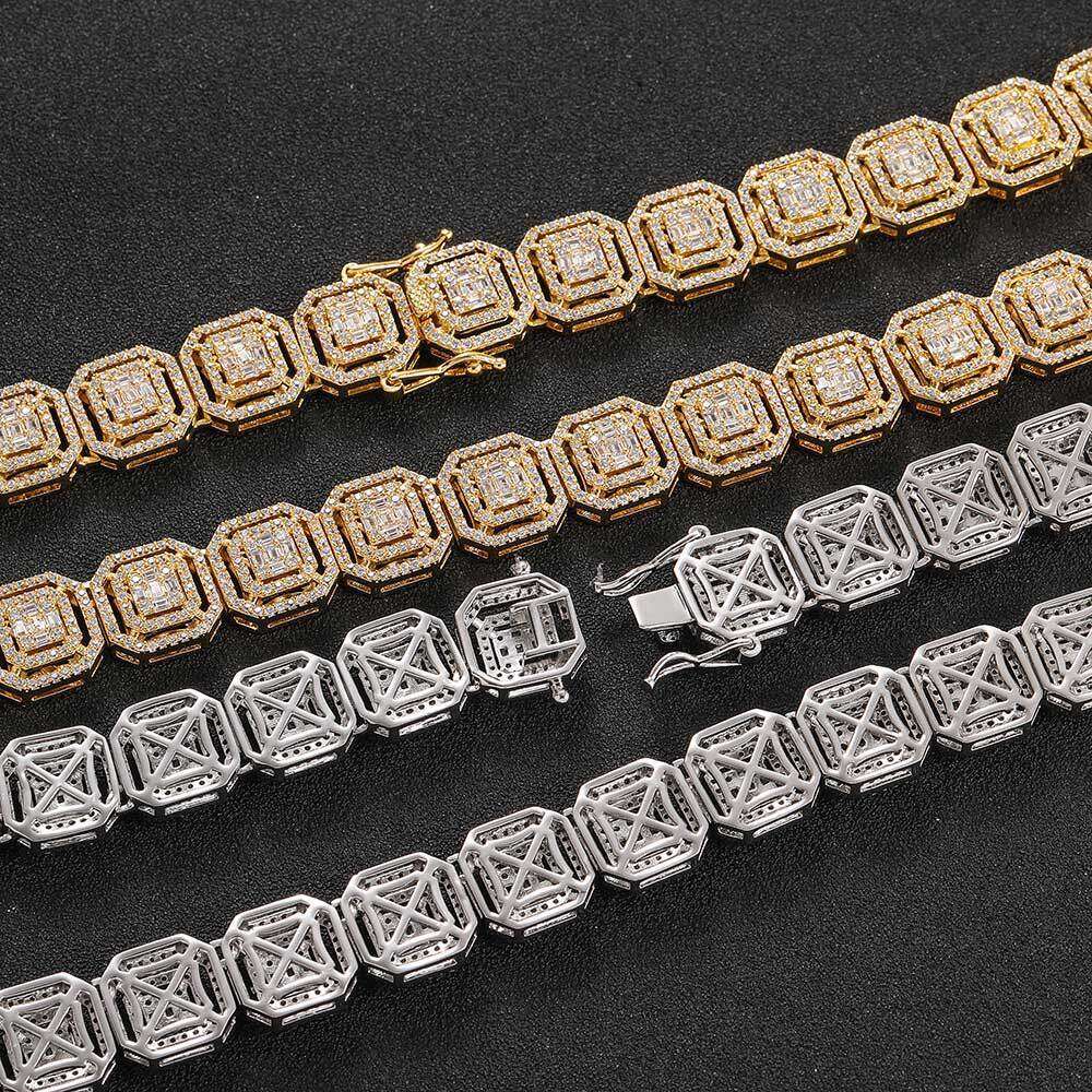 Hip Hop 13mm Mixed Set Zircon Ice Sugar Chain Trendy Brand Personalized Men's Necklace Jewelry