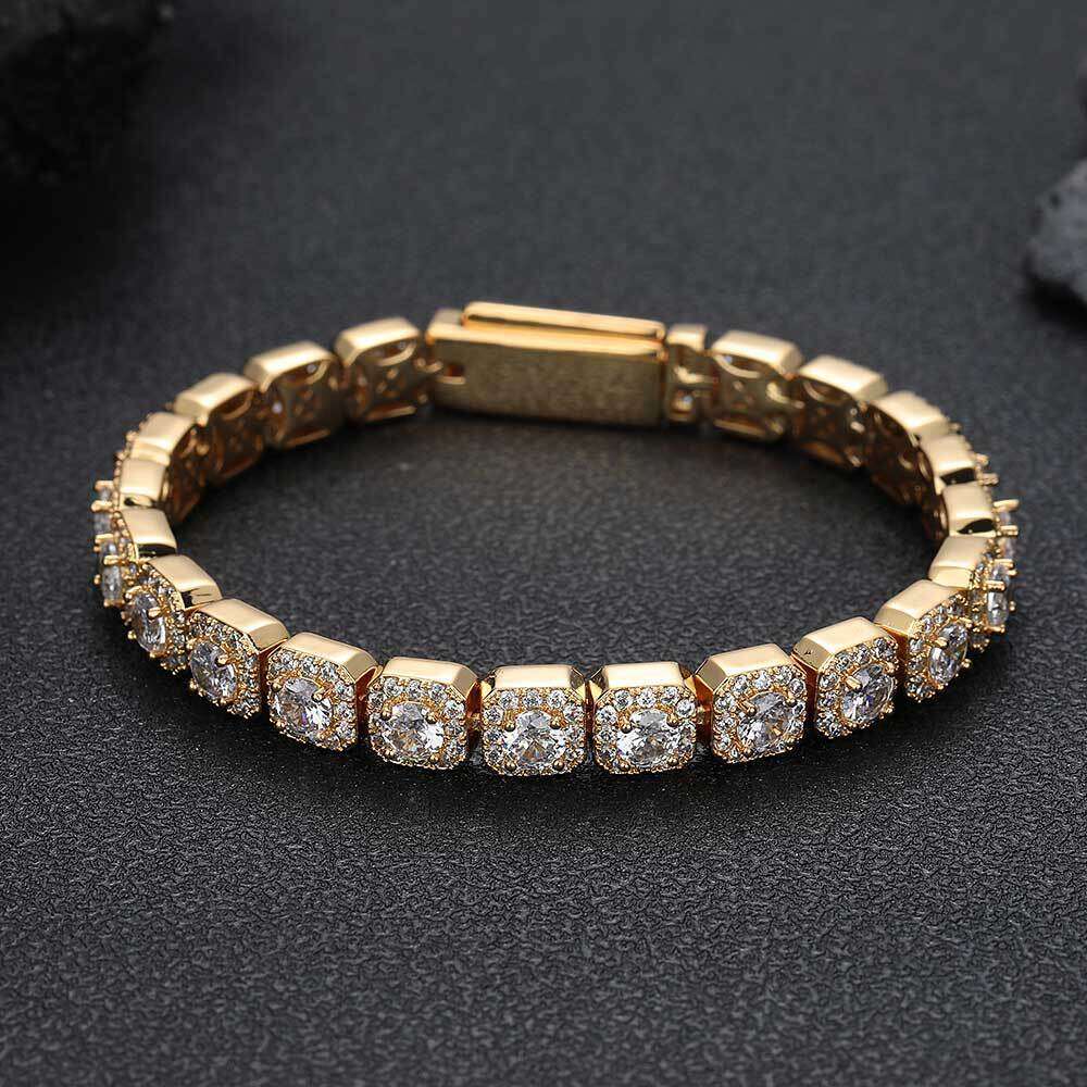 Hip Hop 7mm Flip Buckle Bracelet, Zircon Rock Sugar Chain Jewelry, Men's Bracelet