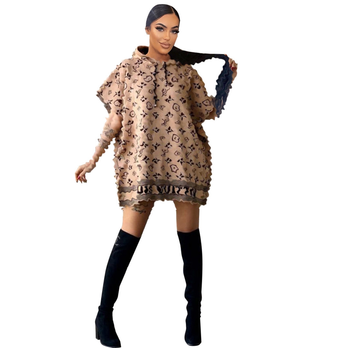 Hooded Woolen Sweaters Women Designer Crochet Sweater Sleeveless Jumper Dress Free Ship