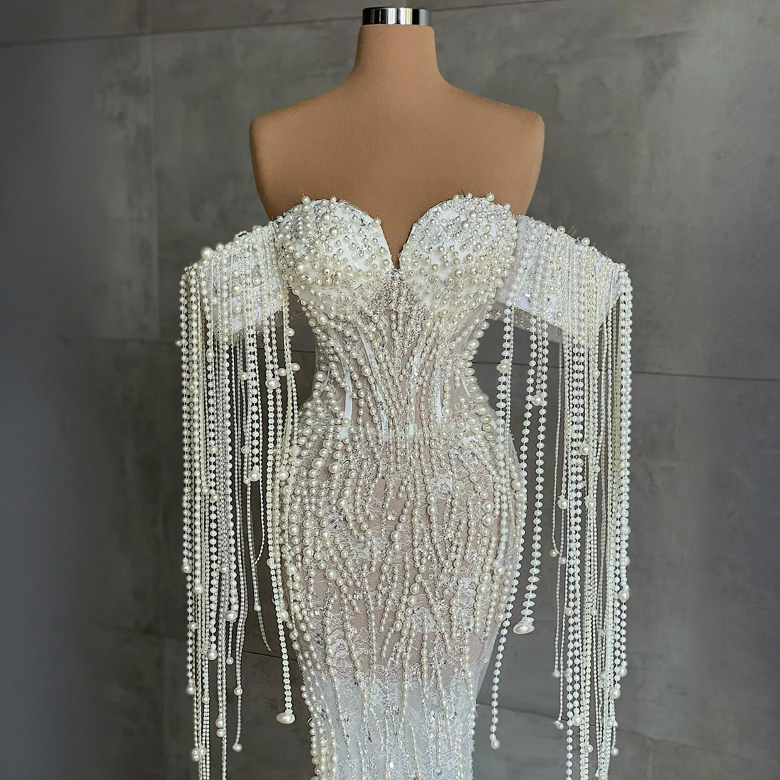 2024 African Prom Dresses for Black Women Promdress Off Shoulder Pearls Tassel Elegant Evening Dresses for Special Occasions Birthday Gowns Engagement