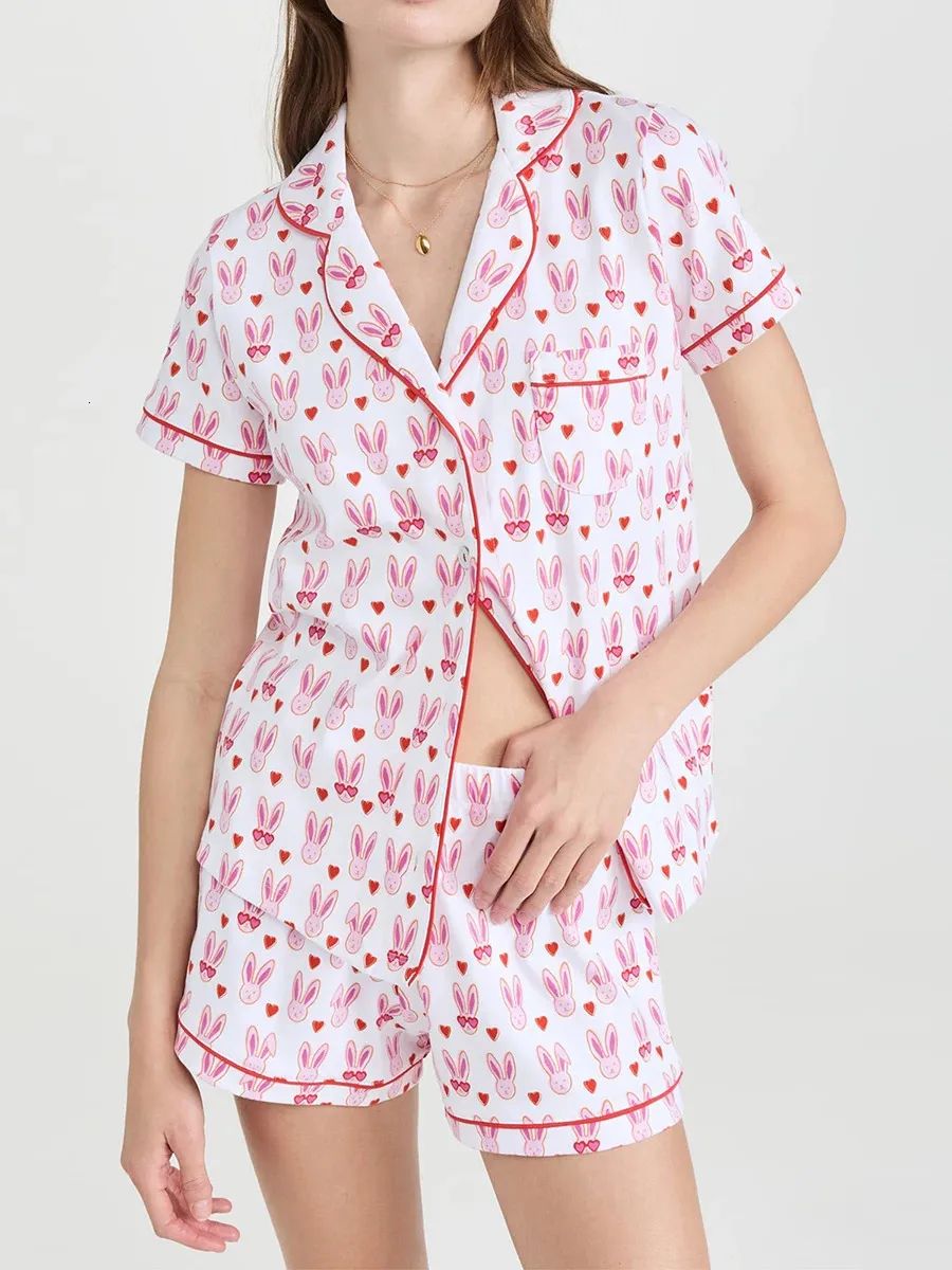 Designer Womens Cute Roller Rabbit Two Piece Pants Pamas Y2k Monkey Prefabricated Printing 2-piece Pama Short Sleeve Shirt Pj Shorts Set Casual Wear