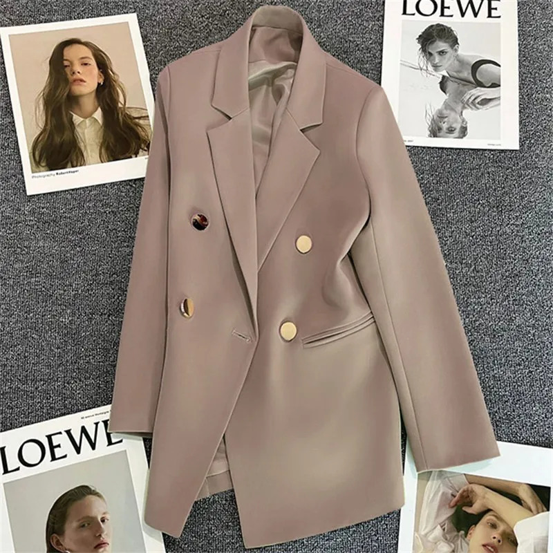Casual Long Sleeve Suit Blazer Office Lady Spring Autumn Fashion Elegant Solid Outerwear Jacket For Women Female Coat 240229