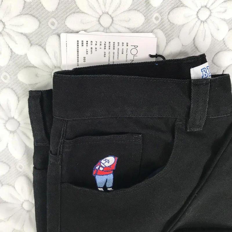 Men's Jeans Big Boy Y2K Pants Trendy Hip Hop Cartoon Embroidery Retro Black Baggy Men Women Skateboard High Waisted Wide Trouser