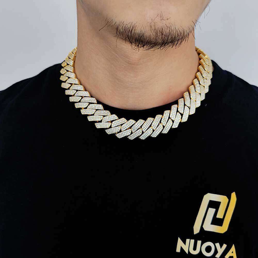 Jewelry 20mm Three Row Zircon Diamond Cuban Chain Thick Men's Fashion Brand Personalized Hip Hop Necklace