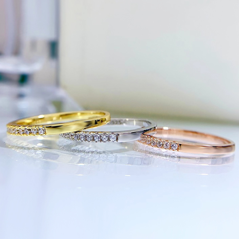 2024 choucong ins top sell wedding rings simple fine jewelry real 100 sterg sier rose gold pave white moissanite dia party women engagement band ring