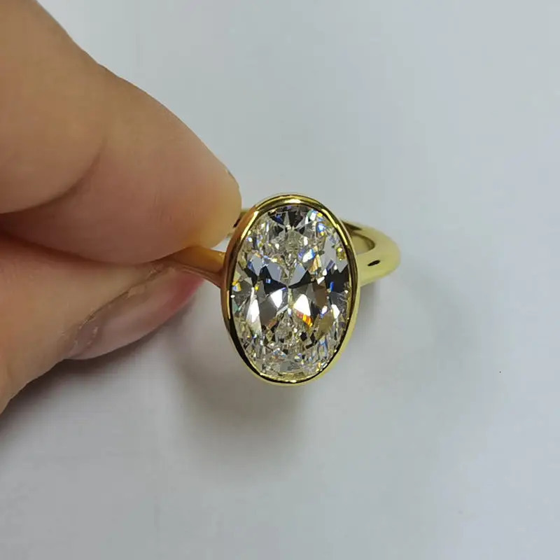 Lnngy 925 Sterling Silver Engagement Rings For Women Female Fashion Oval Zircon Solitaire Ring 14K Gold Plated Jewelry Gifts 240313