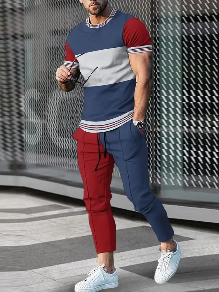 Oversized Mens Clothing Sets Summer T Shirts Pants 2 Piece Suits Fashion Beach Short Tracksuit Casual Outdoor Outfits 240228