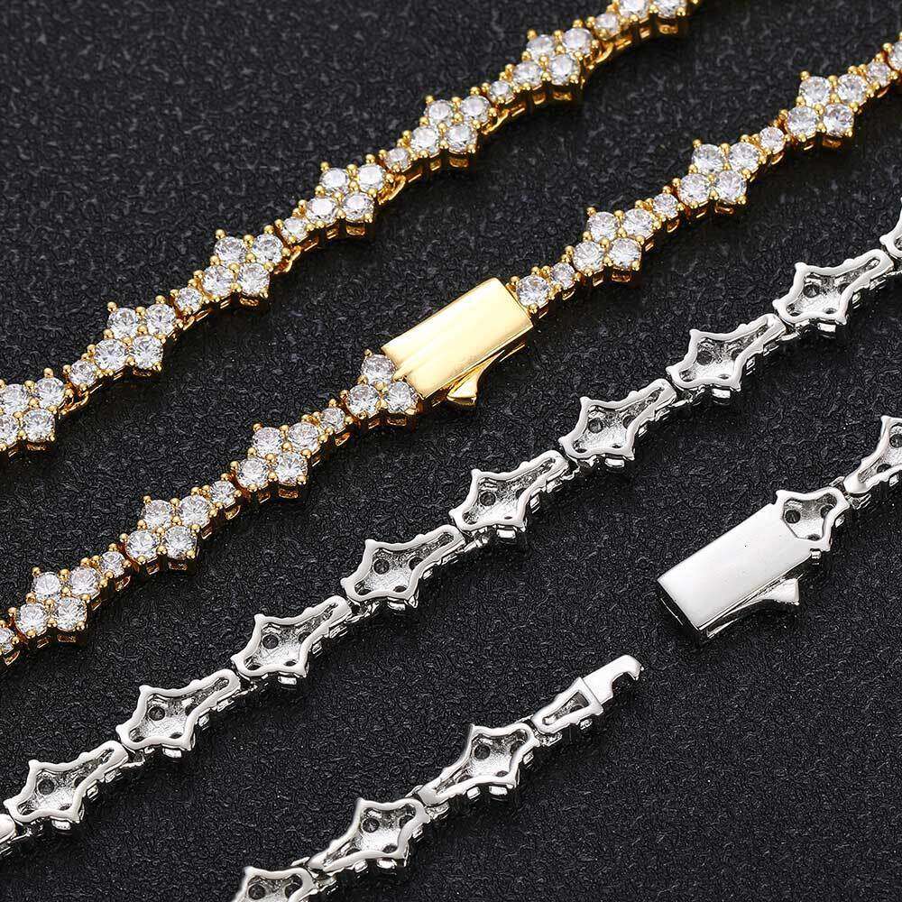 Hip Hop Men's 6.5mm Spring Buckle Aircraft Tennis Chain Zircon Necklace Jewelry for Women