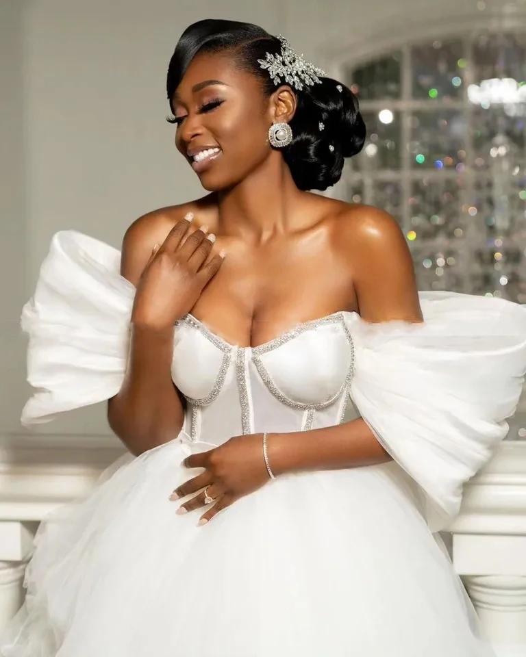 New Arrival White High Low Prom Birthday Dress 2024 Off the Shoulder Puff 3D Sleeves Tulle Evening Formal Party Gowns Robe De Soiree