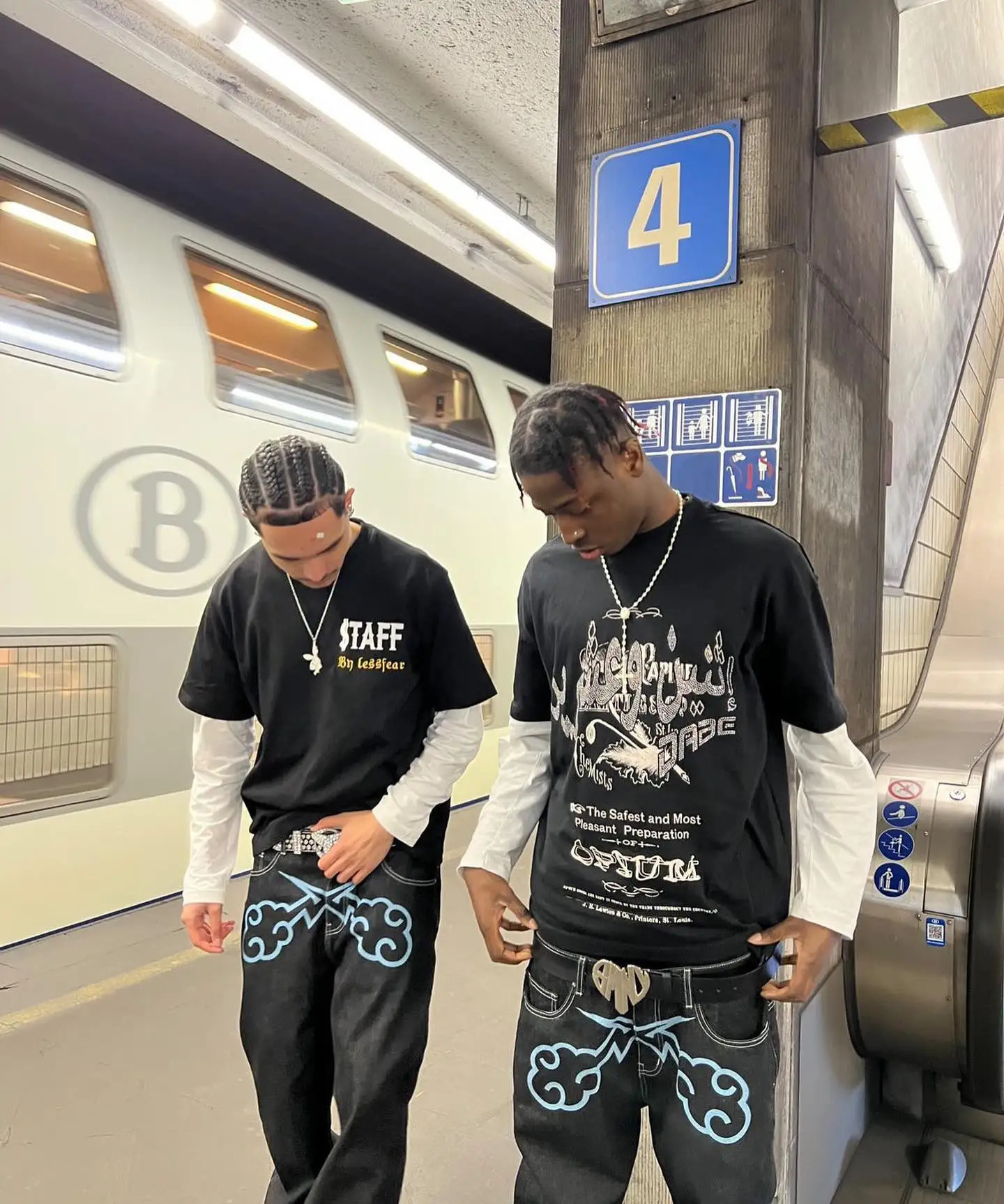Y2k Jeans Hip Hop Print Baggy Denim Black Pants Mens 2023 Harajuku Fashion Punk Rock Wide Leg Trousers Streetwear 240301