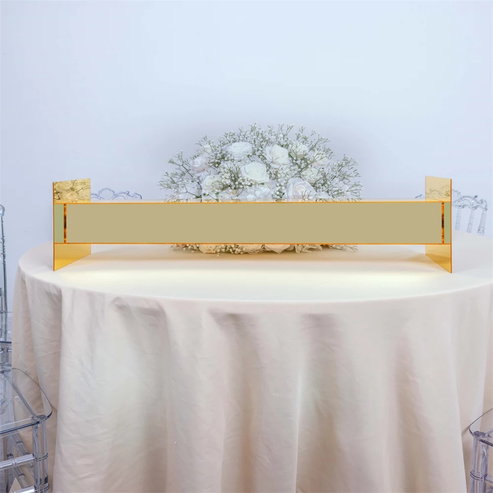 Gold mirror Candelabra Candle Holder Wedding Centerpiece Flower Candle Holder birthday party decoration round metal geometric frame stand wedding back