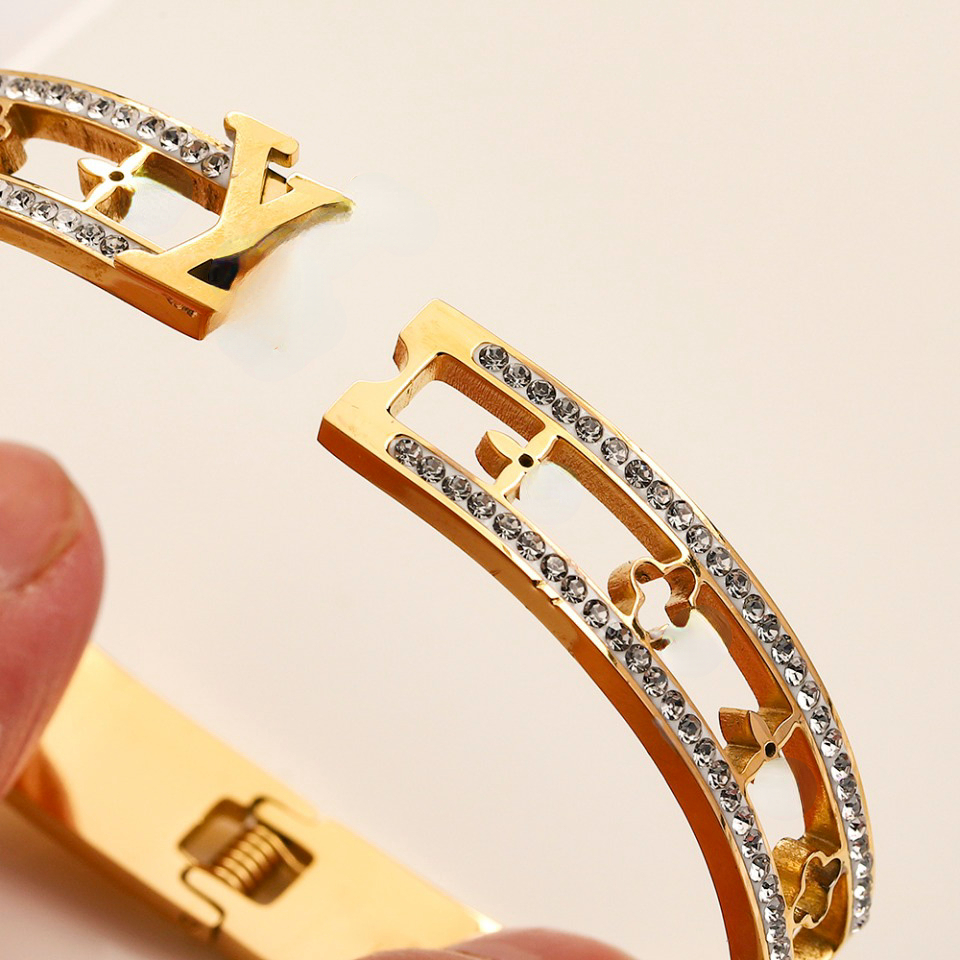 Designer Bracelet Fashion Luxury Jewelrys Bangle 18K Gold Plated Silver stainless steel Diamond for Womens Bracelets Classic designer Jewelry Gift 666