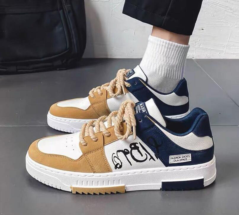 Men's Casual Sneakers PU Leather Men Fashion Street Hip Hop Shoes Male Lace-up Skateboard Walking Shoes Outdoor Sports Trainers