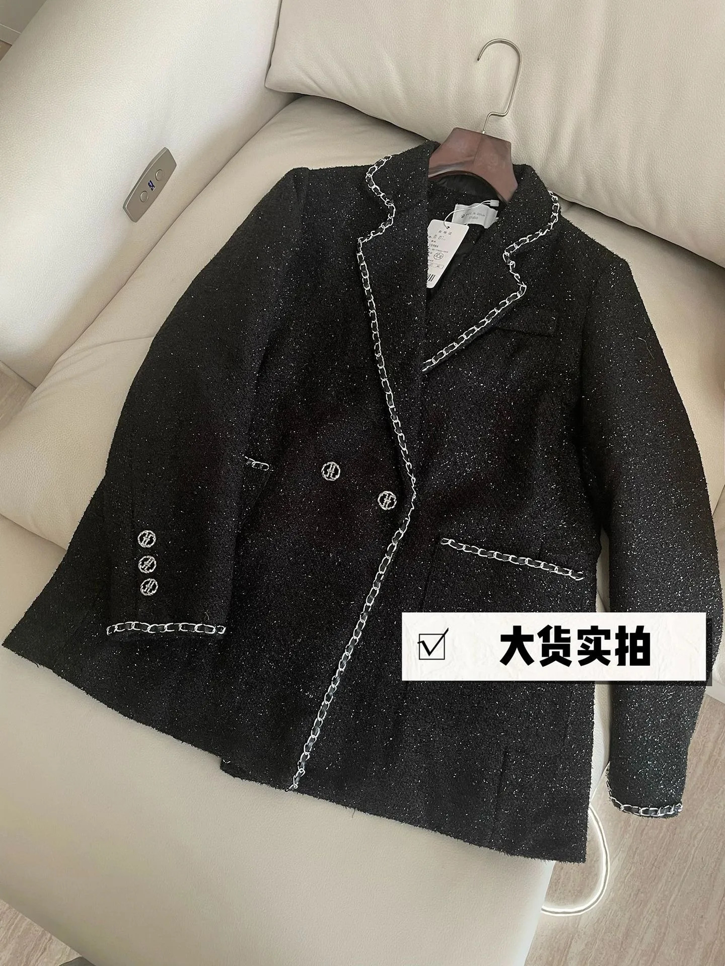 IRENE TINNIE Black Small Fragrance Jacket Women Coat Tweed Woven Overwear Casual Suit Jackets Female Spring School Style Top 240307