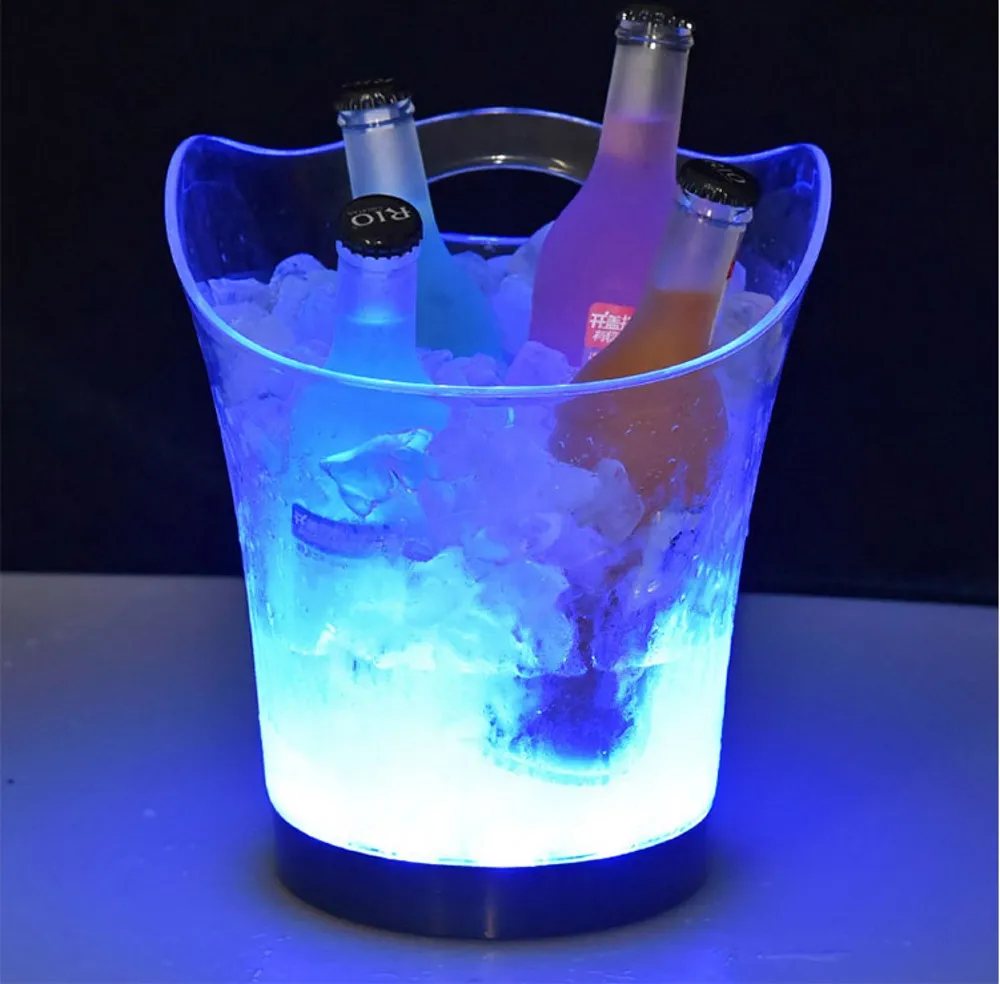 Led Rechargeable ice bucket color changing 5L LED light up bottle cooler Champagne wine box beer container for table bar nightclub