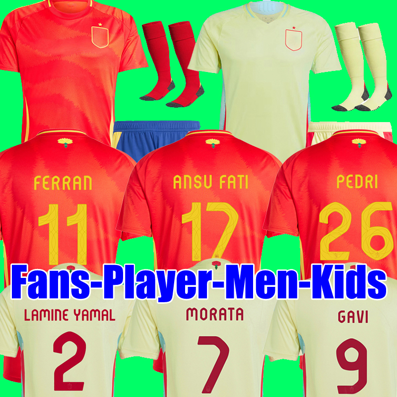 Euro 24 GAVI LAMINE YAMAL soccer jersey 24 25 camiseta de futbol PEDRI SPAINS FERRAN 2024 2025 ANSU FATI RODRIGO football shirt men kit kids sets