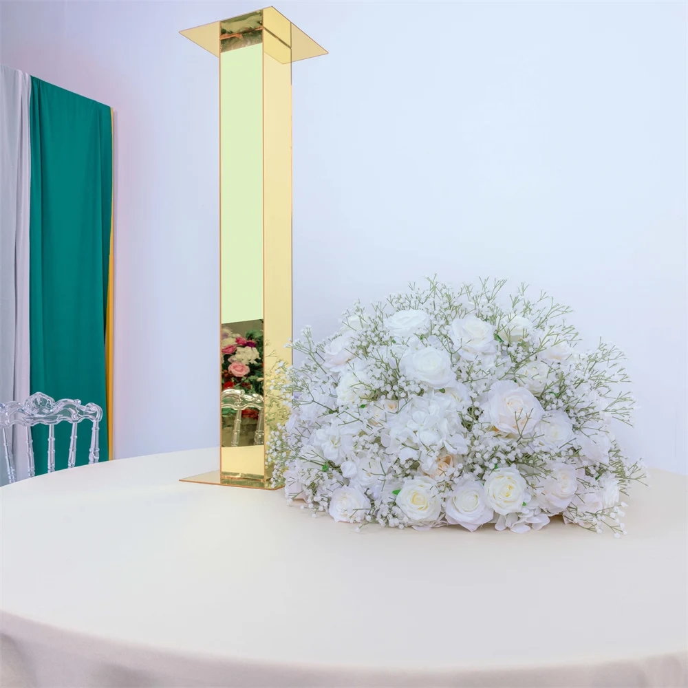 Gold mirror Candelabra Candle Holder Wedding Centerpiece Flower Candle Holder birthday party decoration round metal geometric frame stand wedding back