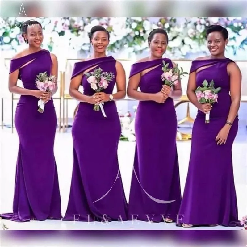 Purple Bridesmaid Dresses Elegant African One Shoulder Mermaid Wedding Guest Dress Maid Of Honor Gowns Custom Made Plus Size