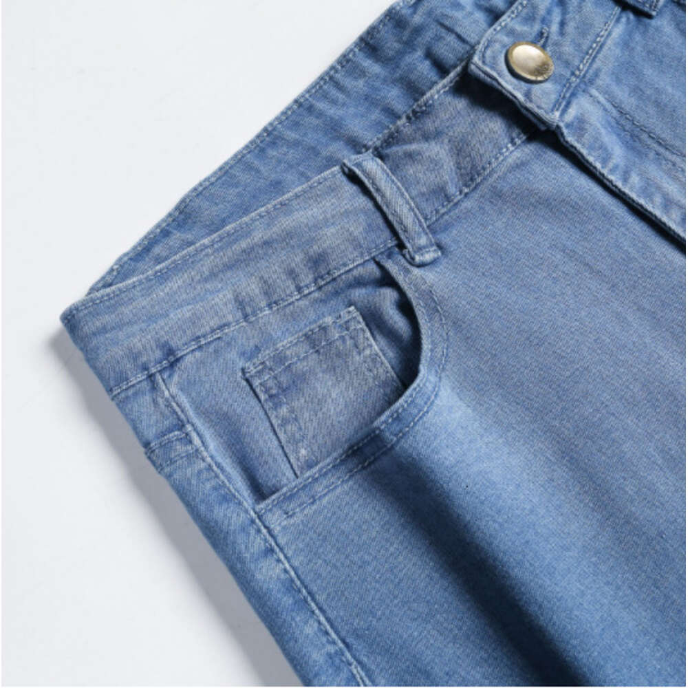High Quality Men's Tight Fitting Gold Classic Versatile Blue Denim Leggings New Model