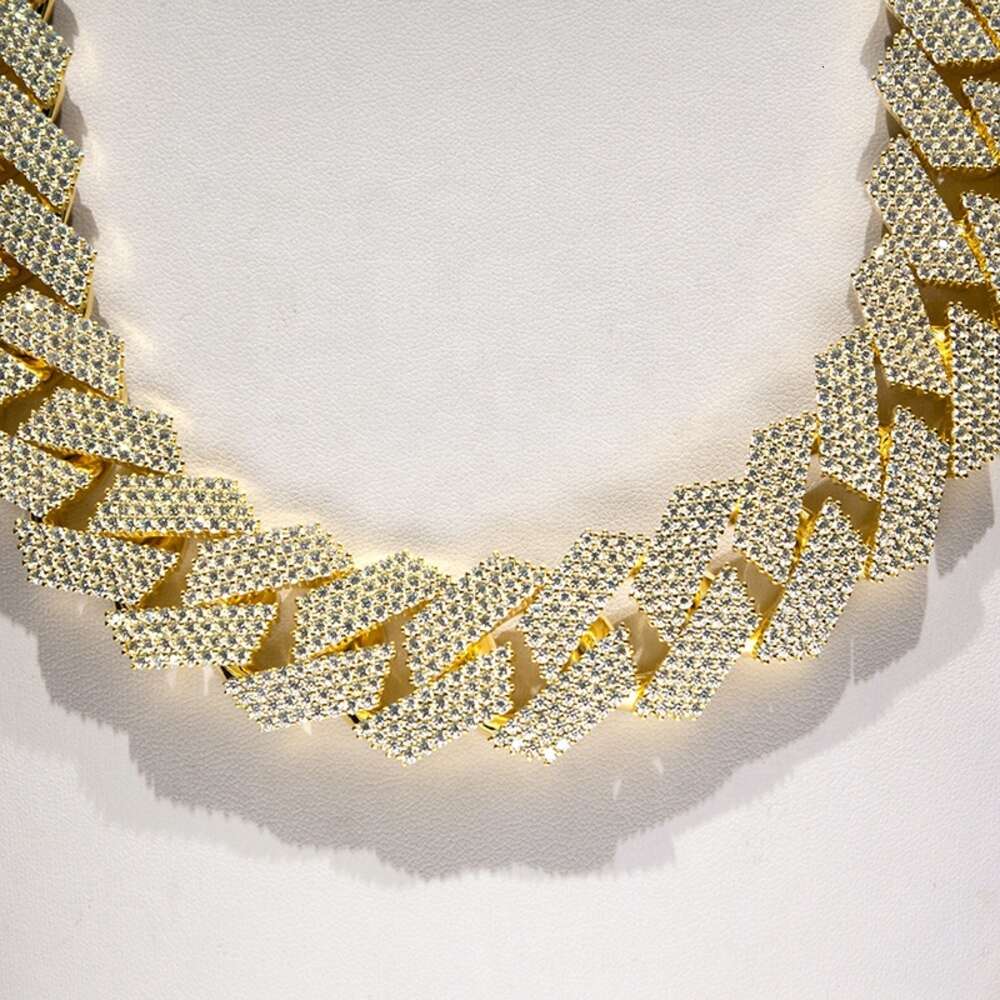 Custom Hip Hop Jewelry S925 Silver 24mm 4 Rows Iced Out Vvs Moissanite Cuban Chain Necklace