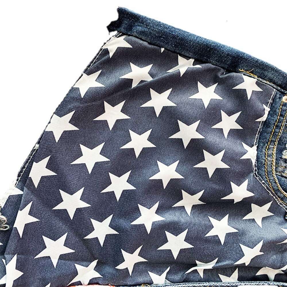 Jeans American Flag Tassel Star Print Denim Women's Shorts