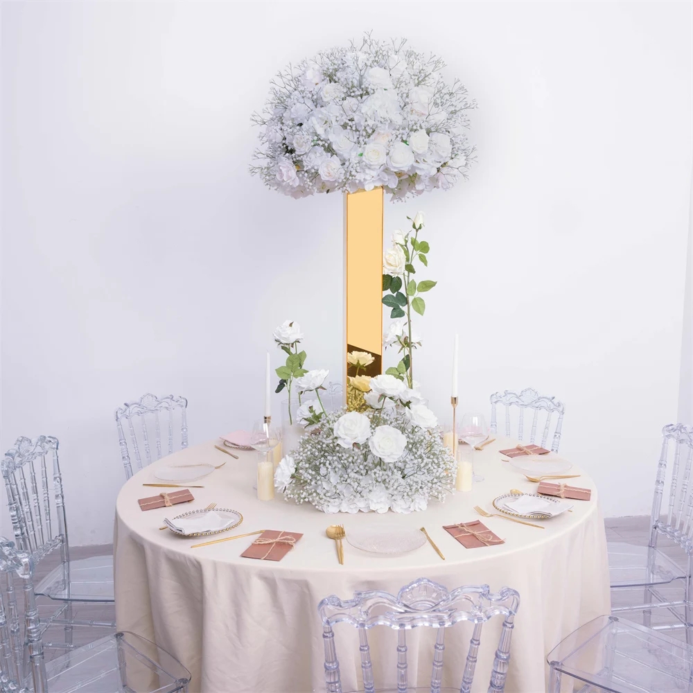 Gold mirror Candelabra Candle Holder Wedding Centerpiece Flower Candle Holder birthday party decoration round metal geometric frame stand wedding back