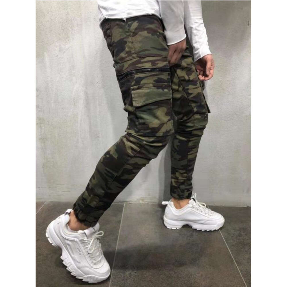 Men's Multi Pocket Small Foot Camo Work Dress Jeans New Style